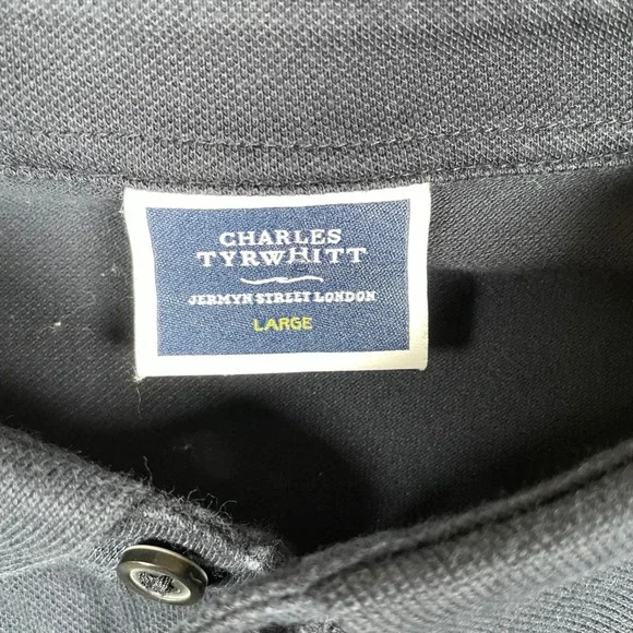 Charles Tyrwhitt Polo Shirt Mens Large Striped Casual Short Sleeve Navy - Picture 2 of 5